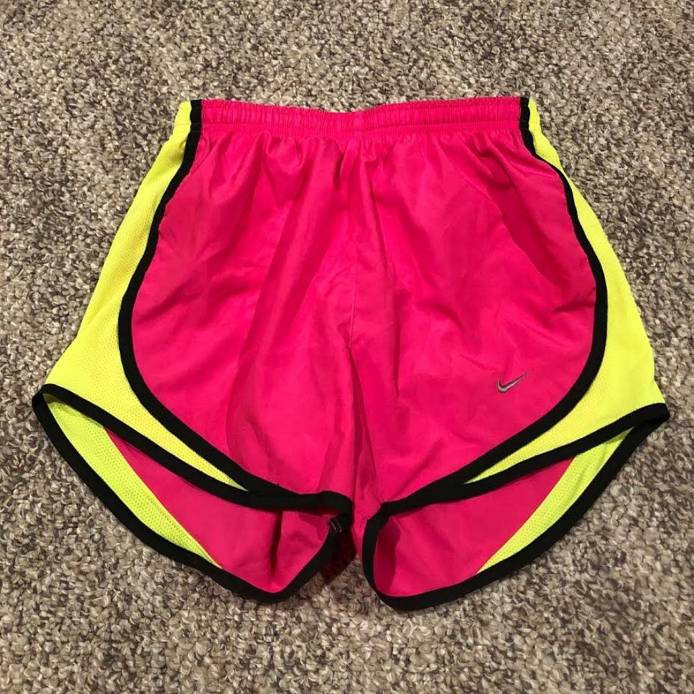 Nike Neon Pink and Yellow Shorts XS